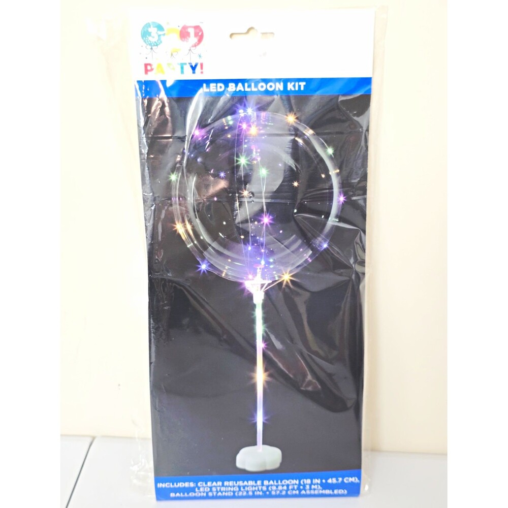 321 Party! Clear LED Balloon Kit, Reusable Light Up Decorative, Circular (B8)